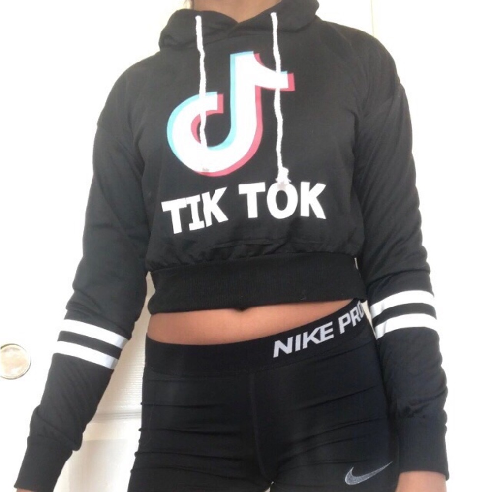 Tikok black long sleeve hoodie
